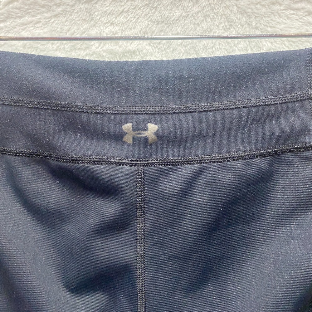 Under Armour Capri Workout Leggings Gym Run Fitted Womens Large Black Mid Rise - Picture 5 of 12